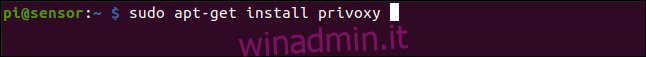 sudo apt-get install privoxy in una finestra di terminale.