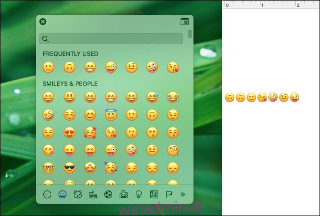 Trascina il pop-up emoji per trasformarlo in una finestra indipendente su Mac.