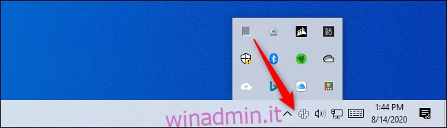 Mostrare l'icona dell'area di notifica di Task Manager su Windows 10.