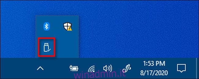 Fare clic con il pulsante destro del mouse sull'icona Rimozione sicura dell'hardware in Windows 10.
