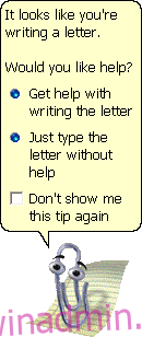 Clippy chiede se hai bisogno di aiuto per scrivere una lettera. 