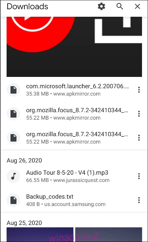 Chrome per la pagina dei download Android