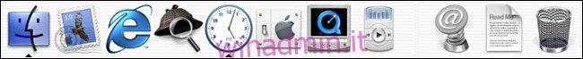 Il Dock su Mac OS X Public Beta.