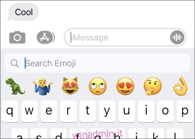 La nuova casella di ricerca nel selettore di emoji su iOS 14.