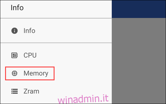 memoria menu interni sistema chromebook