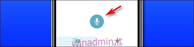 In Apple Translate su iPhone, tocca il pulsante del microfono per pronunciare una frase da tradurre.