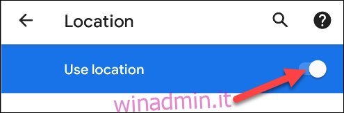 le impostazioni Android abilitano la posizione