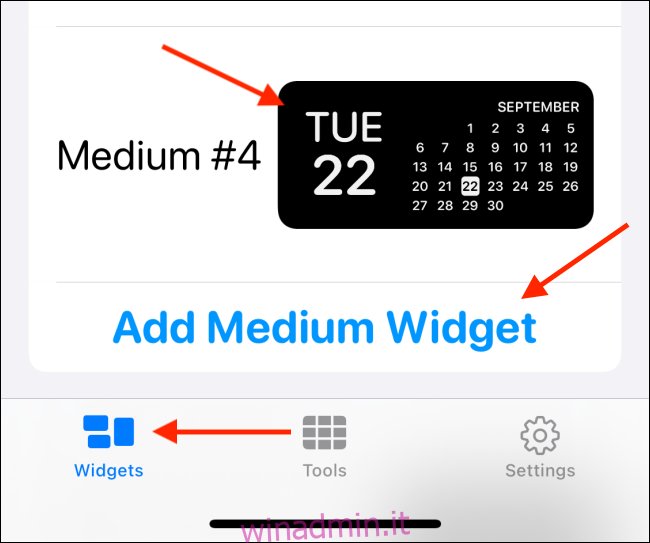Crea nuovo widget in Widgetsmith