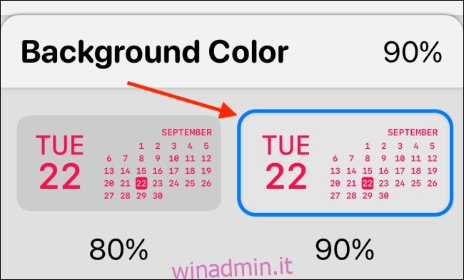 Seleziona il colore di sfondo in Widgetsmith