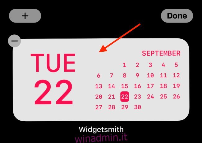 Tocca il widget dopo averlo aggiunto