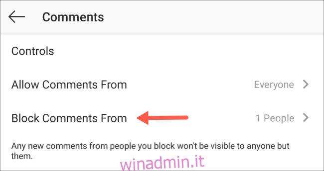 Impedisci a utenti specifici di commentare i tuoi post di Instagram