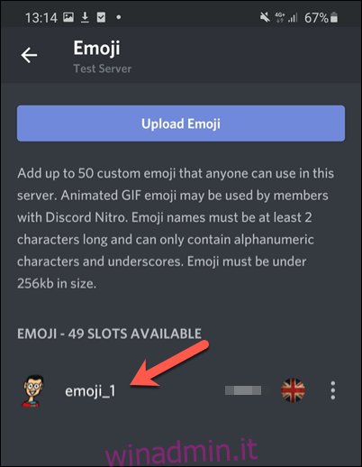 Tocca la tua emoji personalizzata nel file 