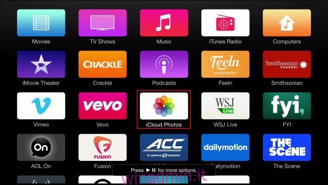 Uno schermo pieno di icone delle app di Apple TV