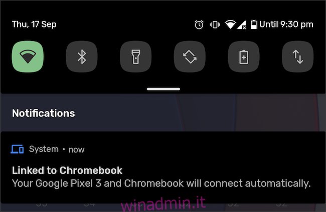 Notifica collegata al telefono Android e al Chromebook