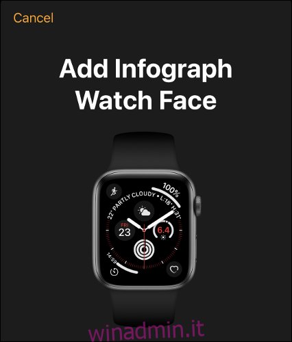 Aggiungi il quadrante di Apple Watch ai tuoi volti
