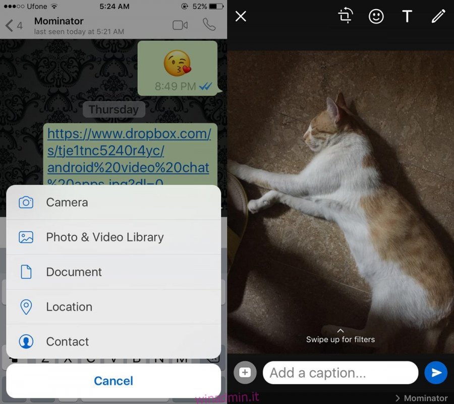 Come aggiungere filtri a foto e video in Whatsapp