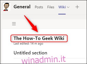 Una pagina wiki rinominata.