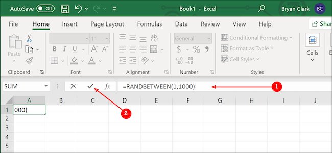 Formula di numeri casuali di Excel