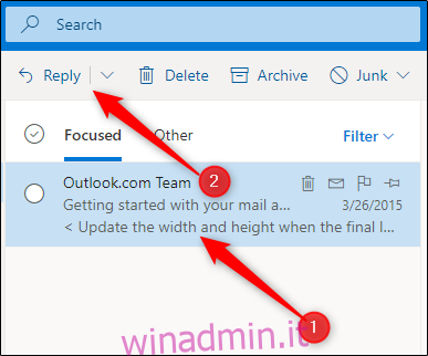 Rispondi a un'e-mail nei passaggi di Outlook