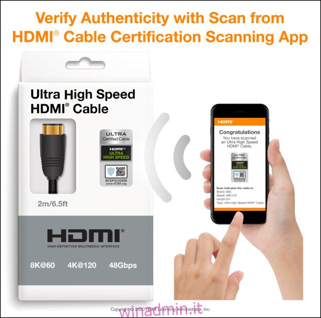App di scansione per la certificazione del cavo HDMI per iOS e Android