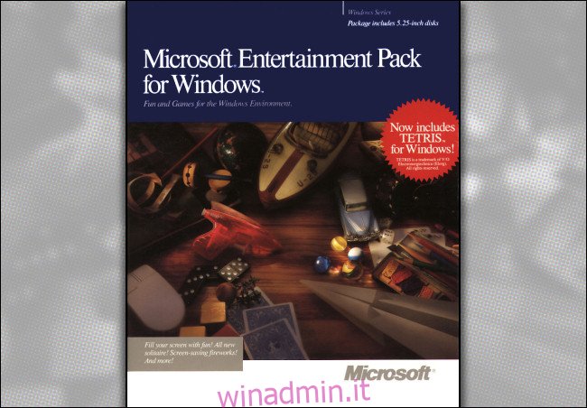 La confezione di Microsoft Entertainment Pack per Windows, circa 1990.