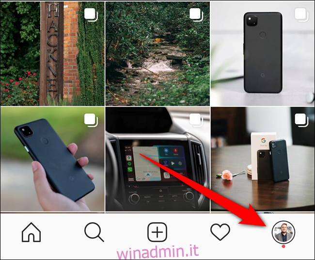 Tocca l'opzione della scheda Profilo Instagram