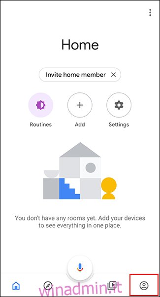 Tocca la scheda Account nell'app Google Home. 