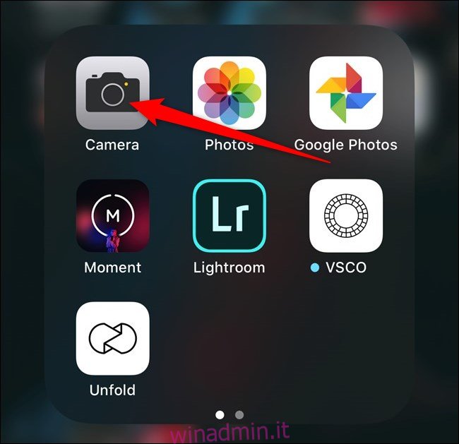 App Fotocamera aperta per iPhone di Apple