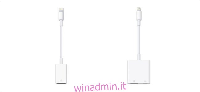 Due adattatori Apple da Lightning a USB.