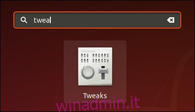 L'icona Tweaks in Ubuntu 18.04