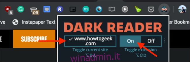 Fare clic per attivare la modalità oscura in Chrome