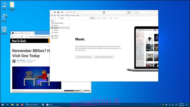 Un desktop di esempio di Windows 10.