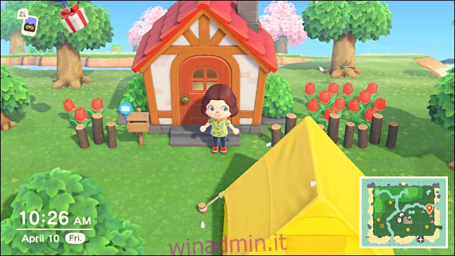 Una tenda fastidiosa in Animal Crossing: New Horizons