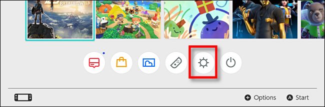 Icona Impostazioni di sistema nella schermata principale di Nintendo Switch