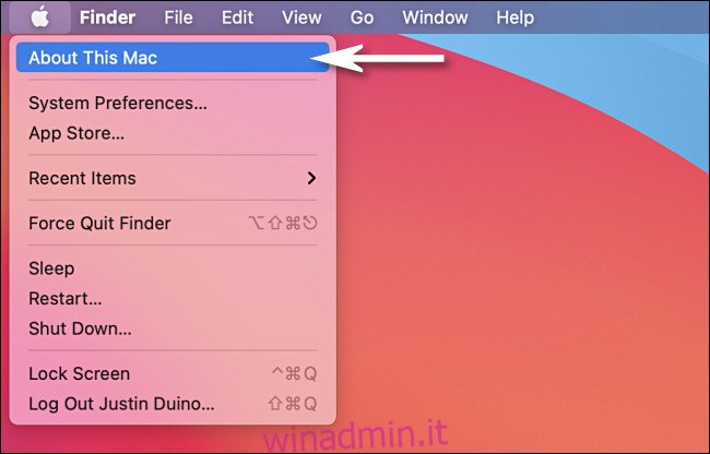 Su un Mac, fai clic sul menu Apple e seleziona 