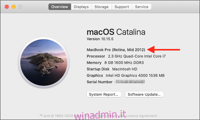 Informazioni su questo Mac in macOS