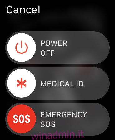 Dispositivo di scorrimento SOS di emergenza di Apple Watch
