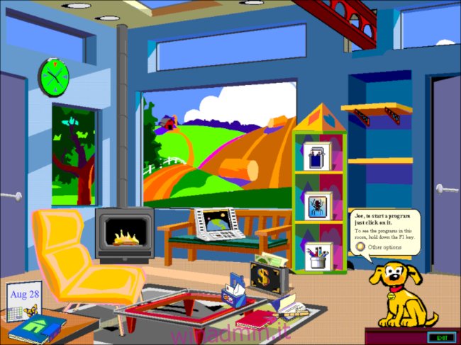 Desktop della stanza di un bambino di Microsoft Bob.