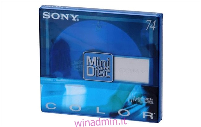 Un MiniDisc Sony vuoto di 74 minuti.
