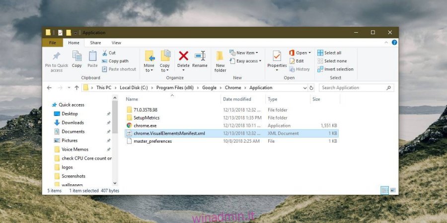 Come modificare l’icona di un riquadro dell’app Chrome nel menu Start su Windows 10
