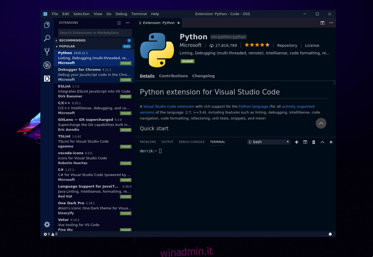 visual studio code linux on windows