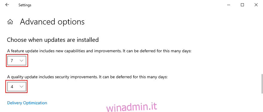 Windows 10 mostra come scegliere quando installare gli aggiornamenti