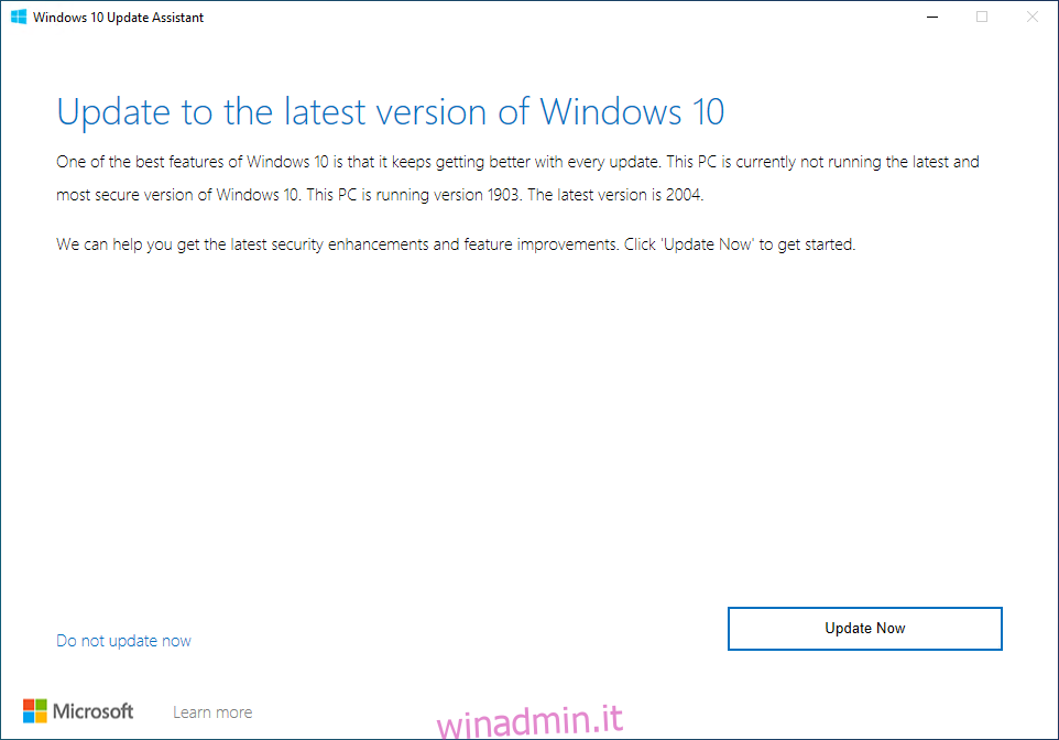 Assistente per il download di Windows 10
