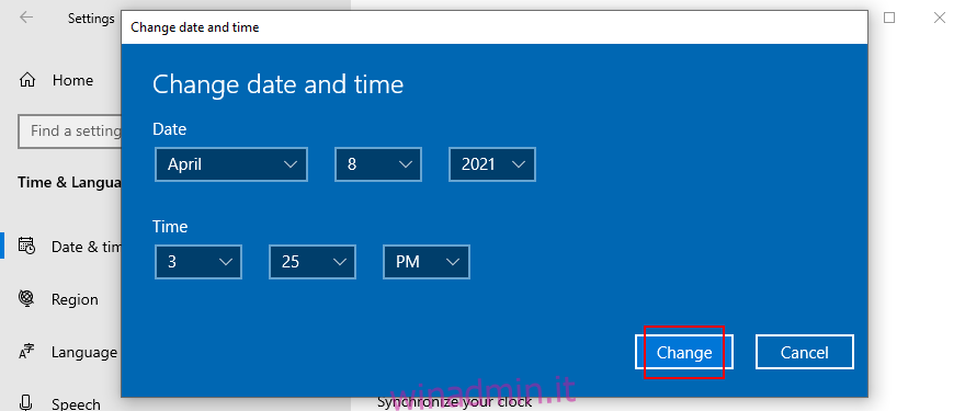 Windows 10 mostra come modificare la data e l'ora
