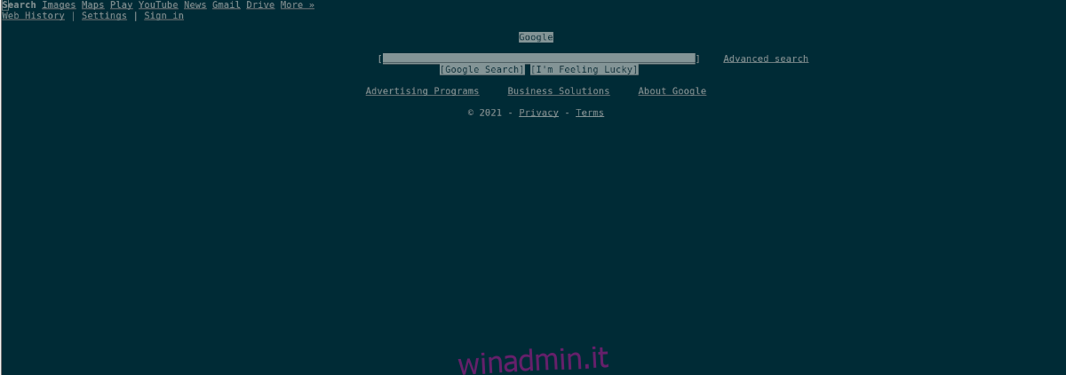 Browser Web basato su testo W3M su Linux