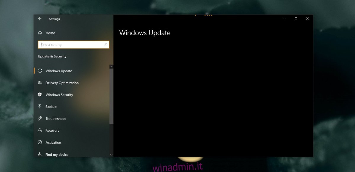 La scheda di sicurezza e aggiornamento di Windows non si carica