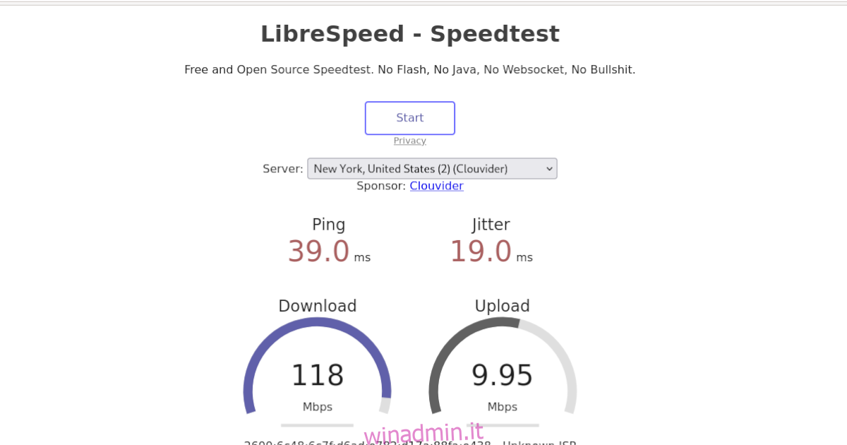 ubuntu di velocità della rete internet