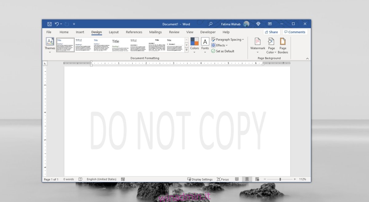rimuovere la filigrana in Microsoft Word