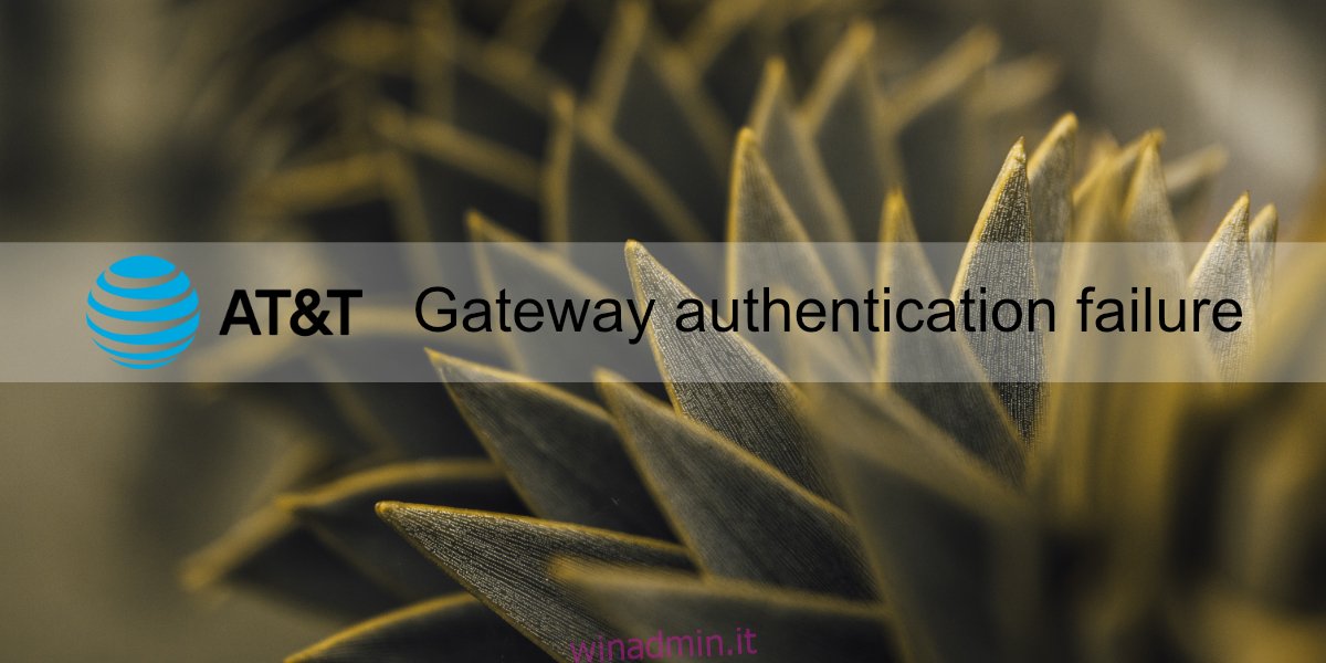 errore di autenticazione del gateway