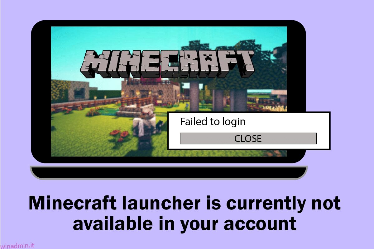 Fix Minecraft Launcher non è attualmente disponibile nel tuo account